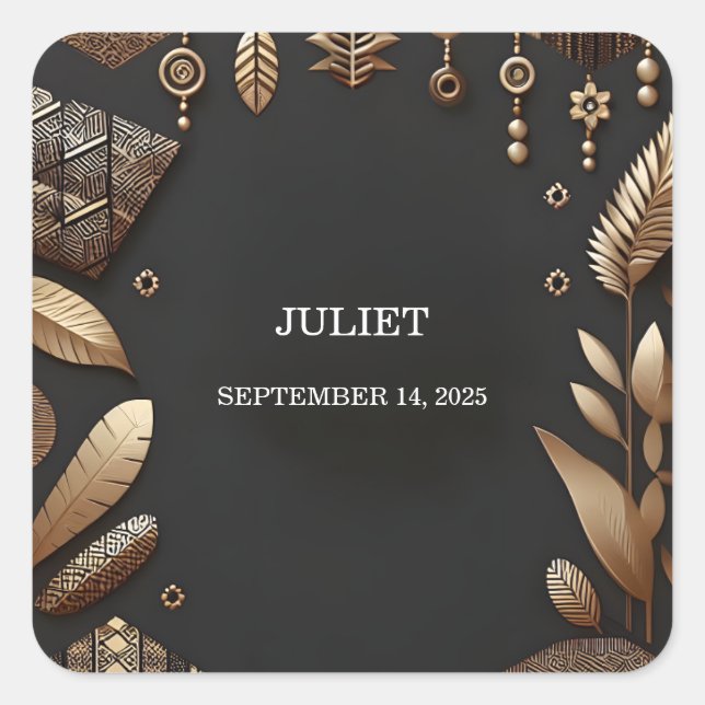 African Brown Traditional Nigeria Brautparty Quadratischer Aufkleber (Vorderseite)