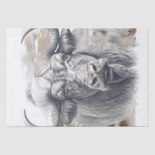 African Buffalo Pencil Sketch Seidenpapier
