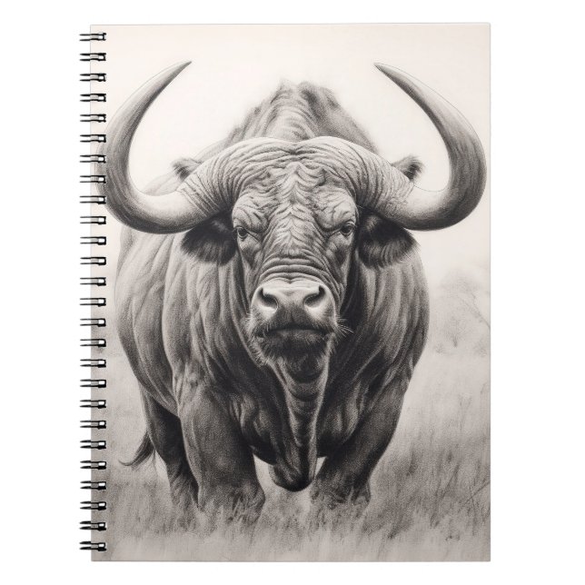 African Buffalo Pencil Zeichnend Notizblock (Vorderseite)