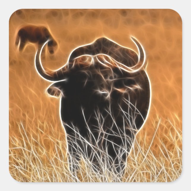 African Buffalo Quadratischer Aufkleber (Vorderseite)