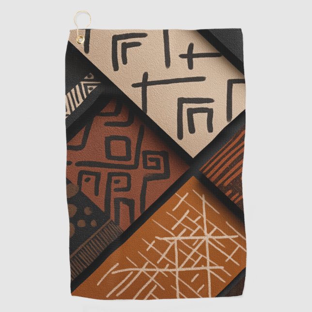 African culture designs on diagonal shapes golfhandtuch (Vorderseite)