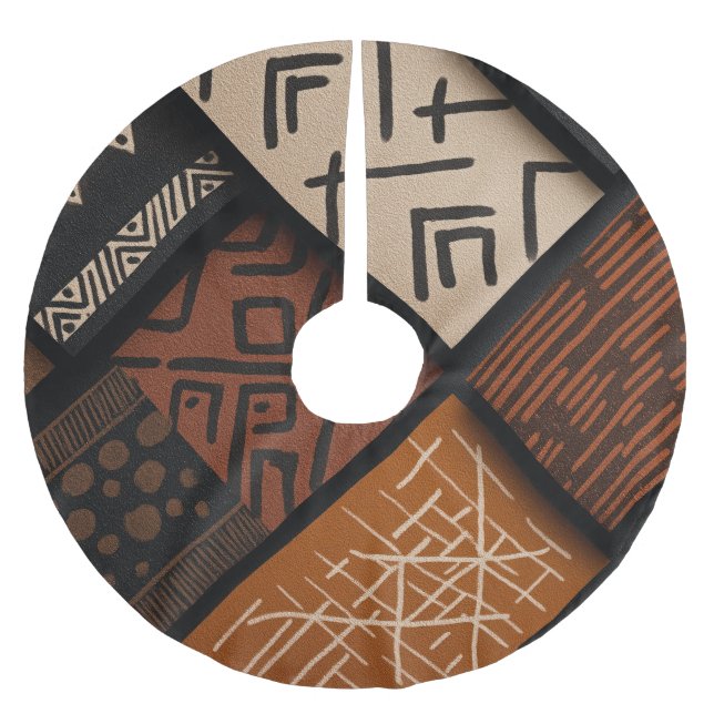African culture designs on diagonal shapes polyester weihnachtsbaumdecke (Vorderseite)