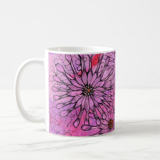 African Daisy Cape Daisies Pink Blume Blumenstrauß Kaffeetasse (Links)