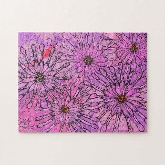 African Daisy Cape Daisies Pink Blume Blumenstrauß Puzzle (Horizontal)
