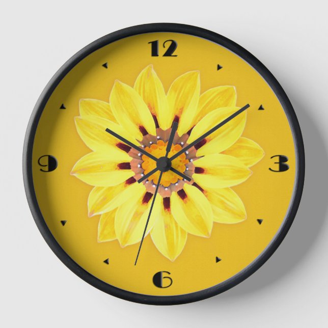 African Daisy / Gazania - Mustard Gold Wanduhr (Vorderseite)