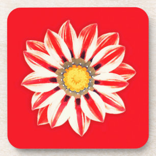 African Daisy / Gazania - Rot und Weiß gestreift Getränkeuntersetzer