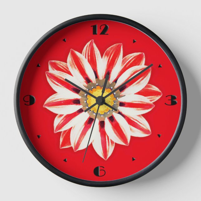 African Daisy / Gazania - Rot und Weiß gestreift Uhr (Vorderseite)