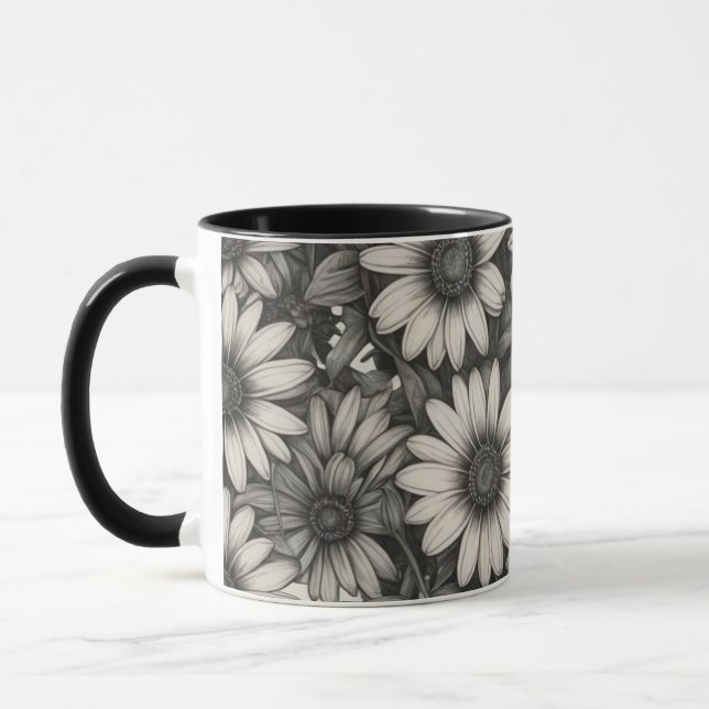 African Daisy Graustufen zeichnend Tasse (Links)