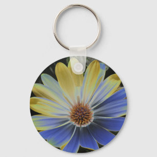 African Daisy Lapis und Gold Schlüsselanhänger