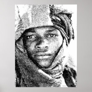 African Desert Boy Poster • Feder & Tinte Illustra