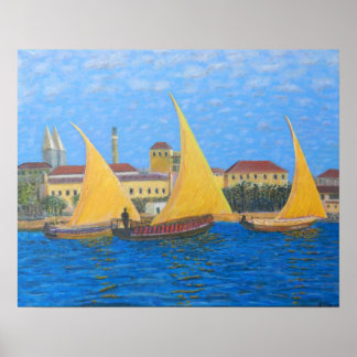 African Dhow in Sansibar Poster