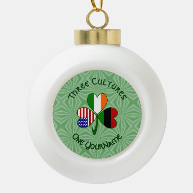 African Diaspora Irish American Kleeblatt Personal Keramik Kugel-Ornament (Vorderseite)