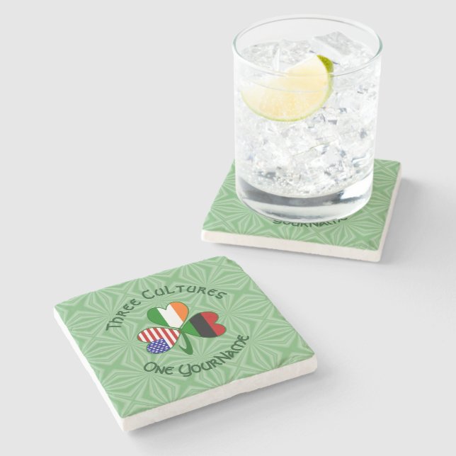 African Diaspora Irish American Kleeblatt Personal Steinuntersetzer (Seitenansicht)