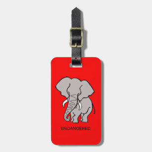 African ELEPHANT - Animal activist - Red Gepäckanhänger