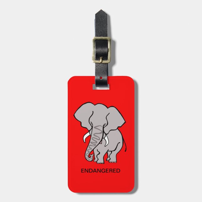 African ELEPHANT - Animal activist - Red Gepäckanhänger (Vorderseite vertikal)