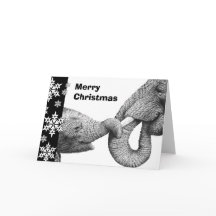 African Elephant & Calf Christmas Card