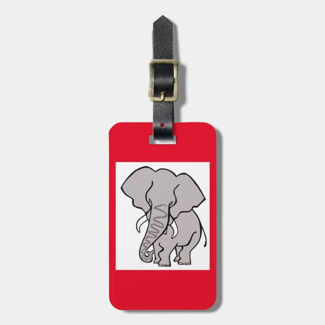 African ELEPHANT - gefährdetes Tier - Rot Gepäckanhänger (Vorderseite vertikal)
