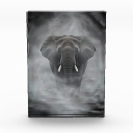 African Elephant in Misty Fog Serene Impasto Fotoblock