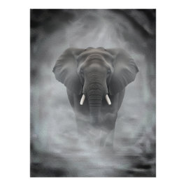 African Elephant in Misty Fog Serene Impasto Fotodruck