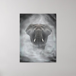 African Elephant in Misty Fog Serene Impasto Leinwanddruck