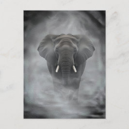 African Elephant in Misty Fog Serene Impasto Postkarte