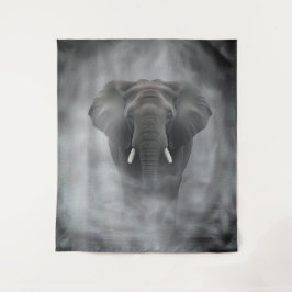 African Elephant in Misty Fog Serene Impasto Wandteppich