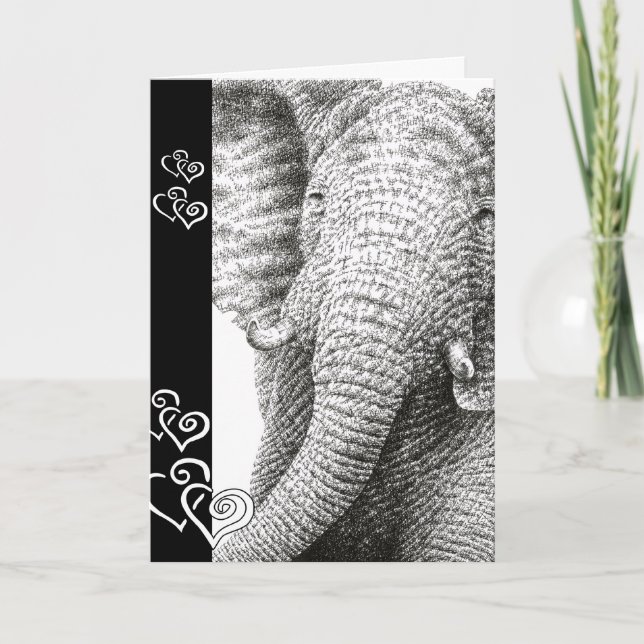 African Elephant Valentine Card Feiertagskarte (Vorderseite)