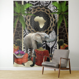 African Elephant Walk Wandteppich