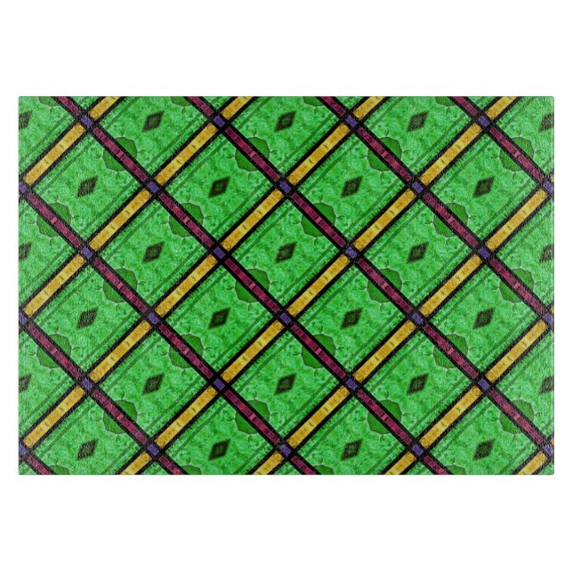African Ewe Pattern Green Cutting Board Schneidebrett (Vorderseite)