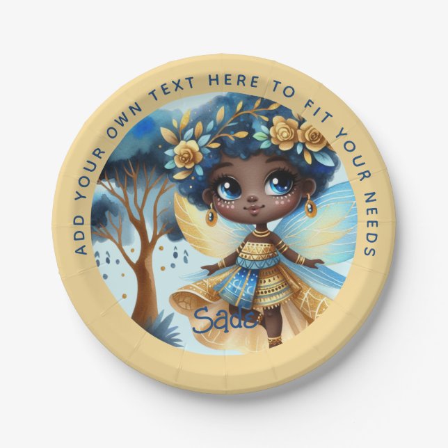 African Fairy Birthday Aquamarin Gold Pink Princes Pappteller (Vorderseite)