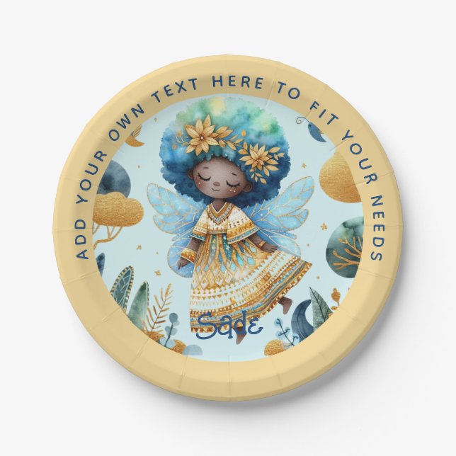 African Fairy Birthday Aquamarin Gold Pink Princes Pappteller (Vorderseite)