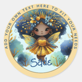 African Fairy Birthday Aquamarin Gold Pink Princes Runder Aufkleber