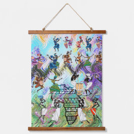 African Feast: Rhythms of Afrika Wandteppich Mit Holzrahmen