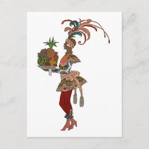 African Fruit Lady - Vintage Illustration Postkarte