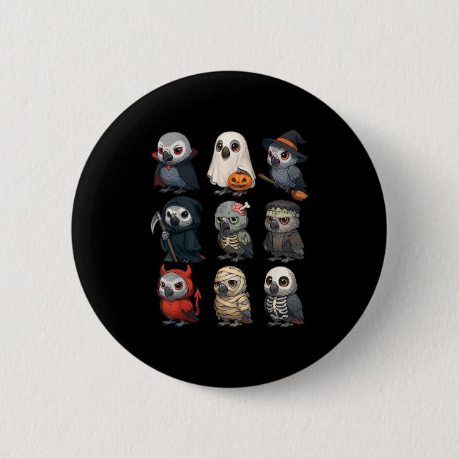 African G Parrot Bird Witch Zombie Halloween Costu Button (Vorderseite)
