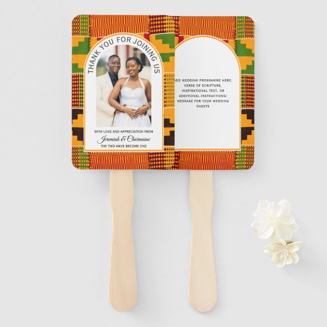 African Ghana Kente WEDDING Guest Favor Gift Fächer (Vorne und Hinten)