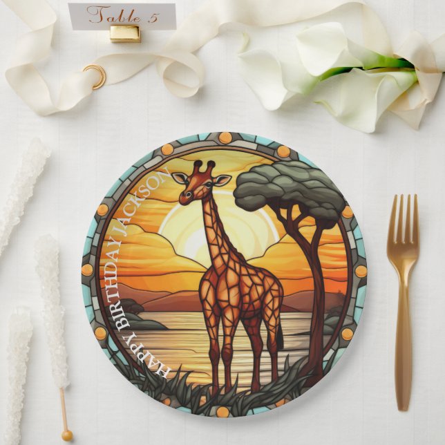 African Giraffe Birthday Pappteller (Hochzeit)