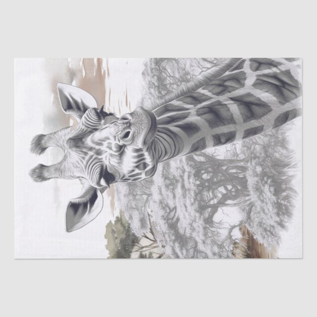 African Giraffe Pencil Sketch Seidenpapier (Vorderseite)