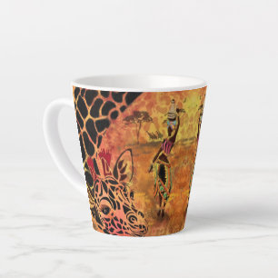 African Girl and Giraffe - Friends - Art Zeichn - Milchtasse