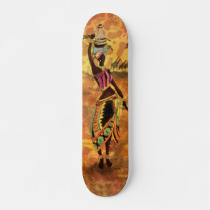 African Girl and Giraffe - Friends - Art Zeichn - Skateboard