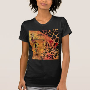 African Girl and Giraffe - Friends - Kunst Zeichne T-Shirt
