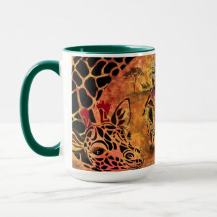 African Girl and Giraffe - Friends - Kunst Zeichne Tasse