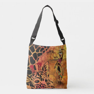 African Girl and Giraffe - Friends - Kunst Zeichne Tragetaschen Mit Langen Trägern