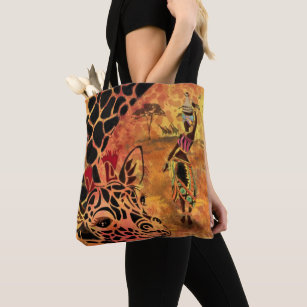African Girl and Giraffe Tote Bag - Freunde