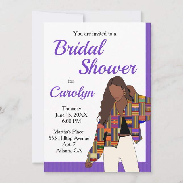 African Girl Brautparty Kente K45 Multicolor Einladung (Vorderseite)