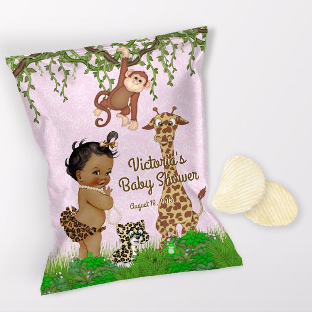 African Girl Safari Baby Showkartentuch Wrapper Flyer (1 ounce snack bag wrapper flyer. )