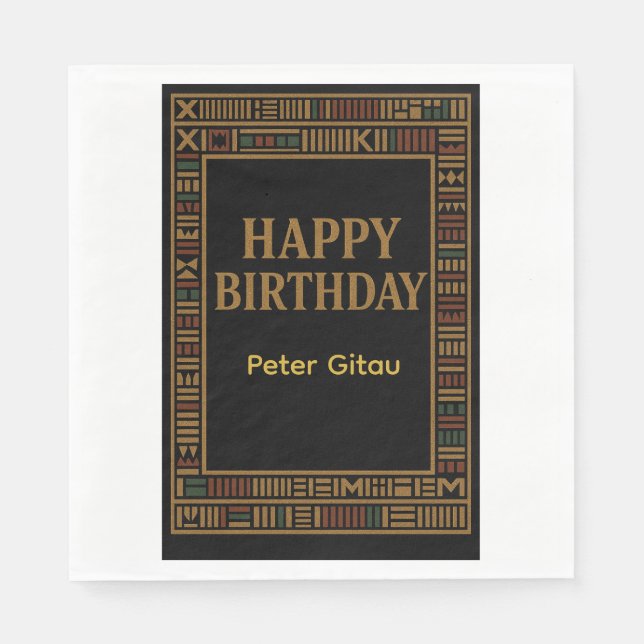 African Gold Kente Birthday Party Napkin Serviette (Vorderseite)