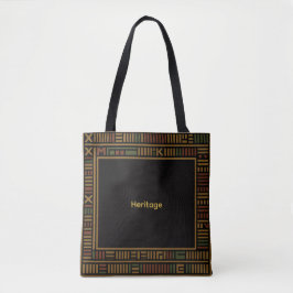 African Gold Kente Pattern Tote Bag