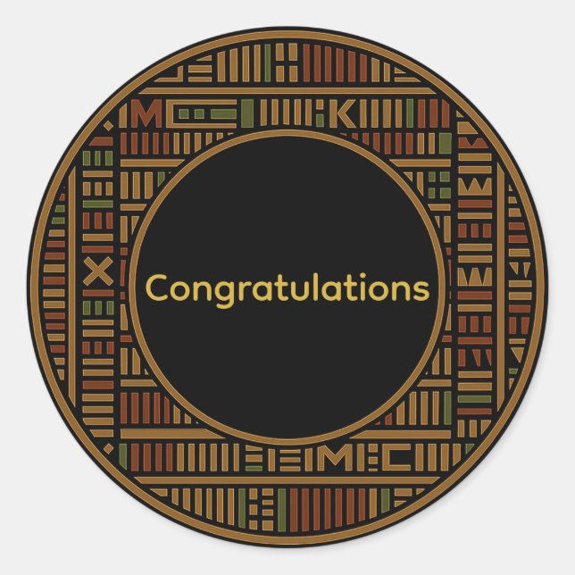 African Gold Kente Wedding Round Sticker