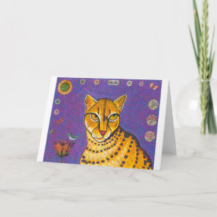 African Golden Cat Greycard Feiertagskarte